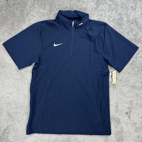 Nike Football Lightweight Coaches Jacket Mens Small Blue 1/4 Zip Hooded Pullover - Picture 1 of 11